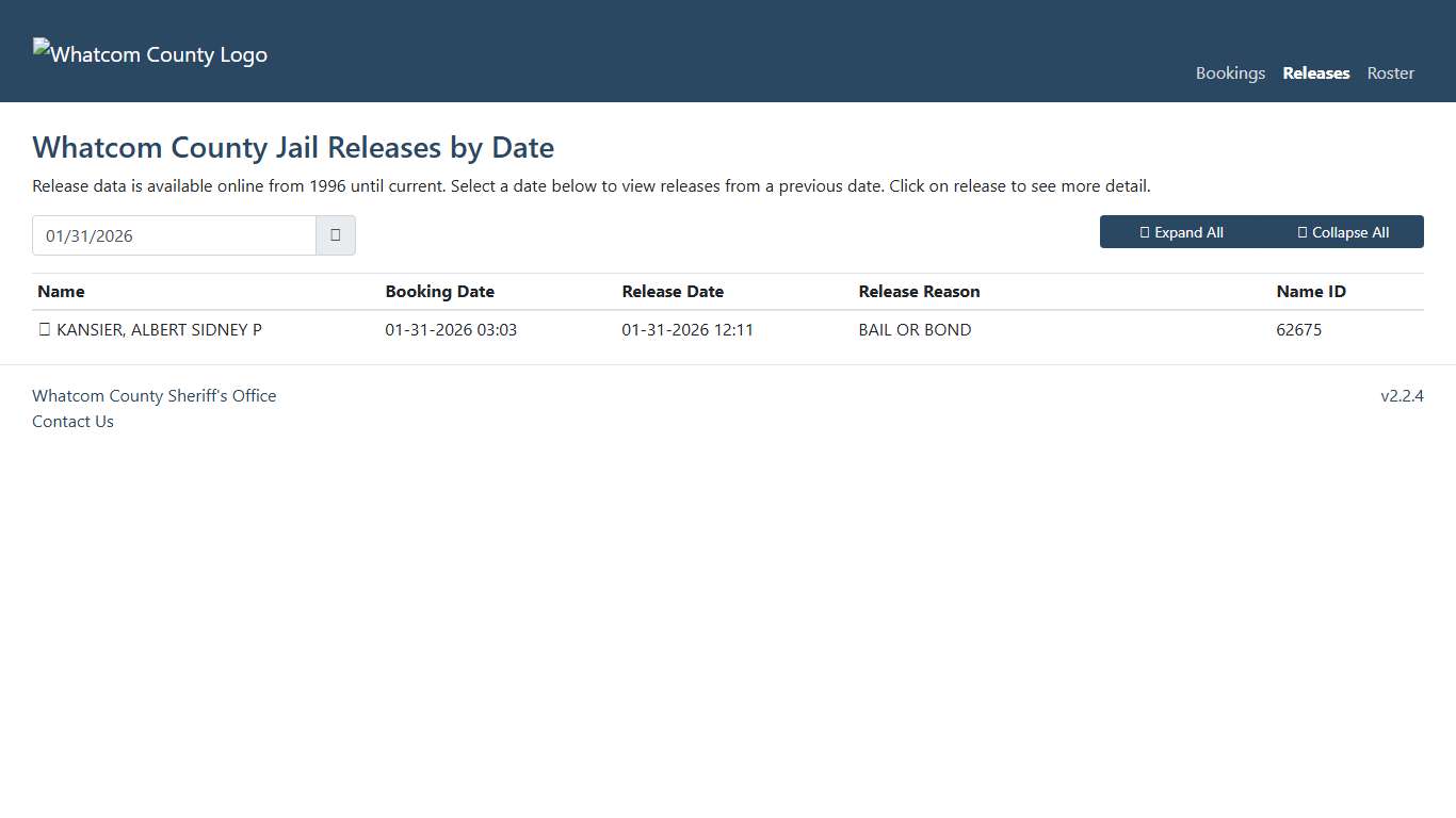 Whatcom County Sheriff's Office Jail Releases